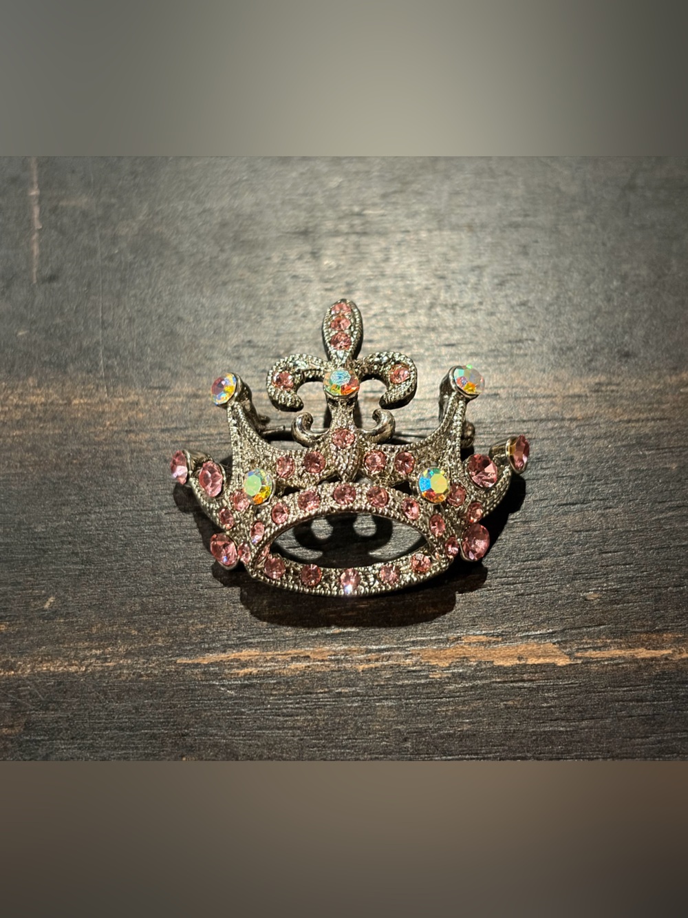 Crown Brooch with Pink Stones